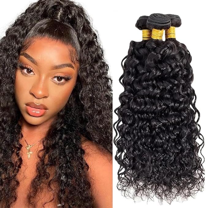 26 28 30 inch Human Hair Bundles Water Wave Bundles Human Hair Wet and Wavy Bundle Natural Black Color