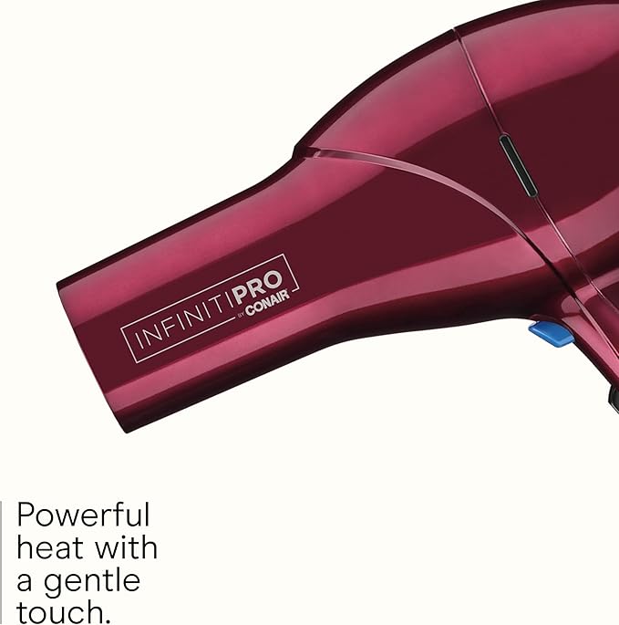 Infiniti PRO CONAIR Hair Dryer with Diffuser, Professional AC Motor, Tourmaline Ceramic Technology Blow Dryer, Includes Concentrator and Blowout Brush, Amazon Exclusive, Burgundy