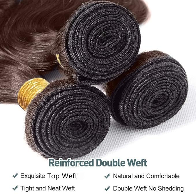 24 26 28 inch Brown Human Hair Bundles Dark Brown Water Wave Bundles #4 Human Hair Bundle #4 Water Wave Bundle