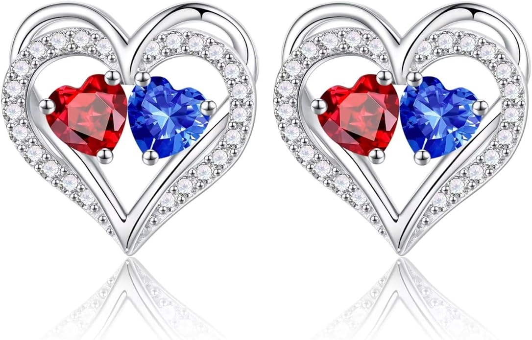 Iefil Christmas Gifts for Women Wife - 925 Sterling Silver Birthstone Earrings, Anniversary Birthday Gifts for Women Wife Girlfriend Mom