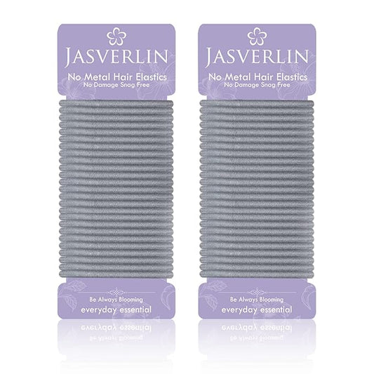 Gray Hair Elastics Ties, No Metal Ponytail Holders for Women Girls Men Guys Thick Curly Hair Styling Accessories No Pull Damage Crease Breakage 50pcs (Gray)