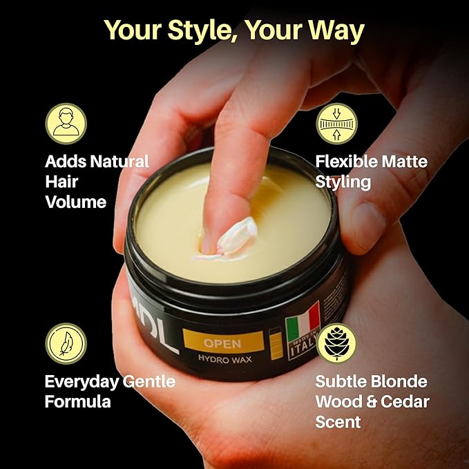 Flossy Hair Wax for Men, Water-Based Hair Wax Stick, Remoldable Hair Pomade for Styling and Adding Volume, Frizz Stick Gel Alternative, Alcohol-Free Hair Care Products Made in Italy, 100 ml