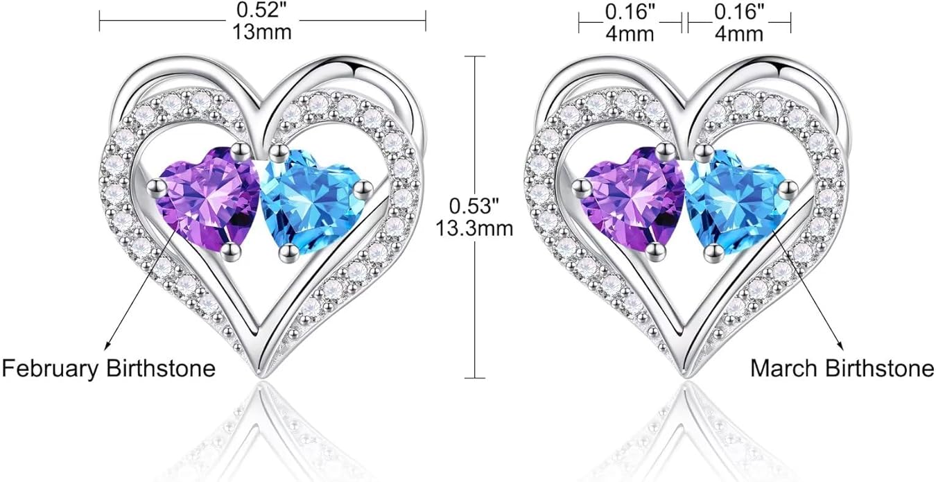 Iefil Christmas Gifts for Women Wife - 925 Sterling Silver Birthstone Earrings, Anniversary Birthday Gifts for Women Wife Girlfriend Mom