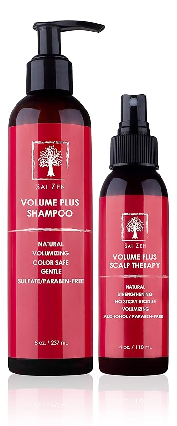 Volume Plus Set | Volumizing Shampoo 8 oz. & Scalp Therapy Spray 4 oz. | Anti-Thinning Formula | Made in USA | Sulfate, Alcohol & Paraben Free