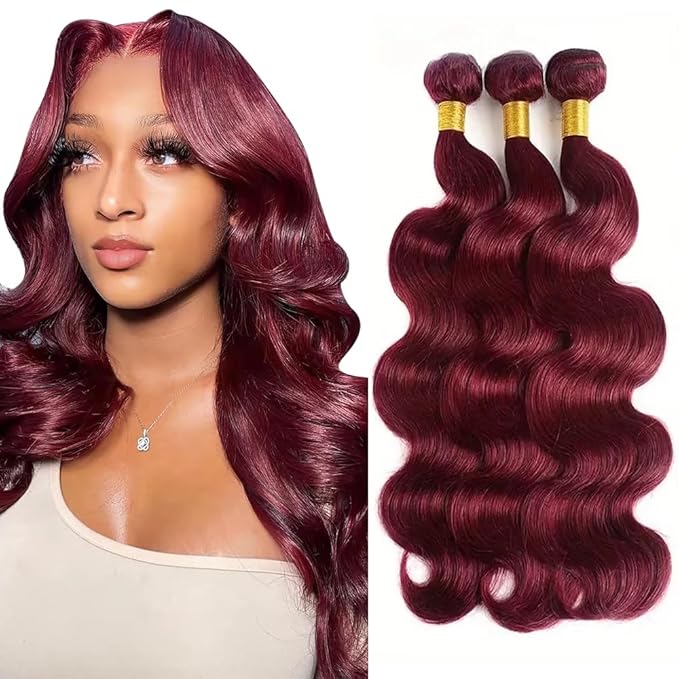 22 24 26 inch Red Bundles Human Hair Burgundy Bundles 99J Body Wave Human Hair Red Body Wave Bundle 300g