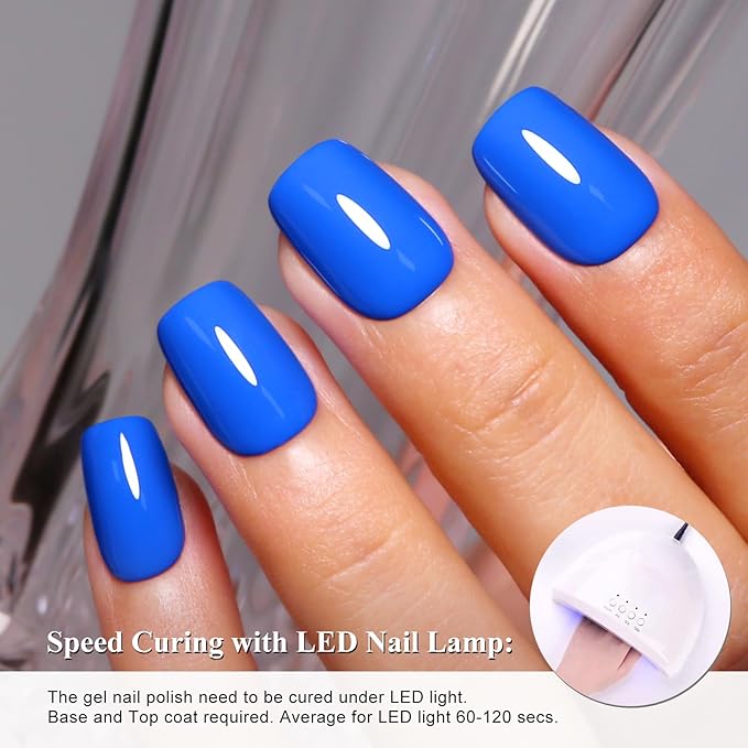 Imtiti Blue Gel Nail Polish, 1Pcs Electric Blue Gel Polish Soak Off UV LED Gel Polish, Long Lasting, Nail Art Manicure Salon DIY at Home for Autumn and Winter (0.34 Fl Oz-1911)