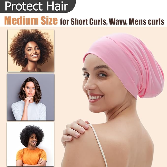 Sleep Cap Bonnet for Sleeping, Adjustable Cooling Ice Silk Lined Hair Bonnets for Natural Curly Braids Beanie Hat Women Men