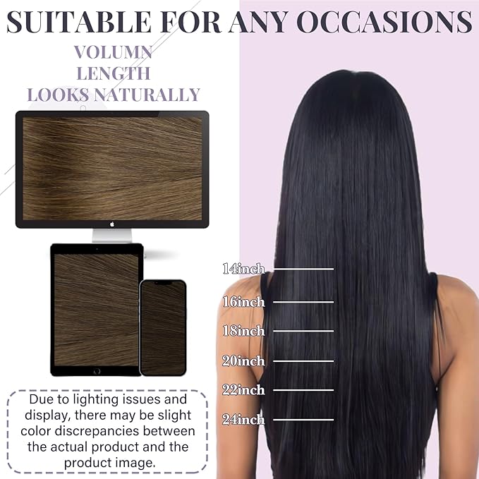Fshine Genius Weft Human Hair Extensions Sew in Extensions Chocolate Brown Genius Weft 18 Inch 50g Remy Human Bundle Light Brown Human