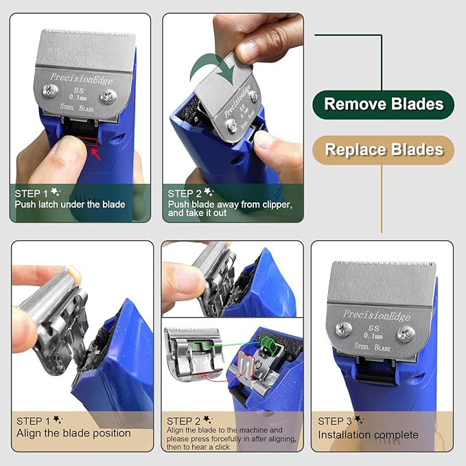 2 Packs Detachable Replacement Blades,Compatible with oster Classic 76/Star-Teq/Power-Teq/A5 Andis dog Clipper,Cut Length 1/150"(0.1mm),Model #64160