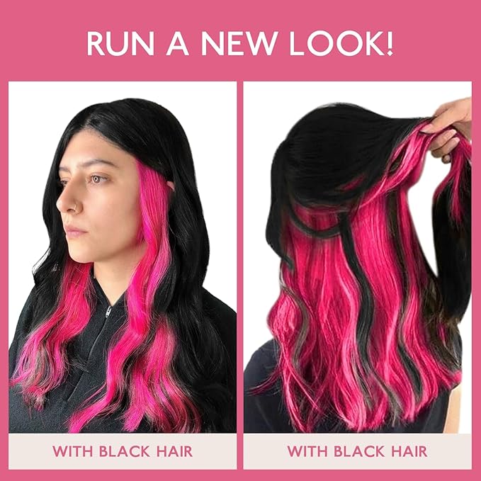 WENNALIFE Tape in Hair Extensions Human Hair Hot Pink Tape in Extensions, 10pcs 30g 24 inch Remy Invisible Tape Ins Straight Colored Soft Real Human Hair Tape in Extensions Refill Set Extensions