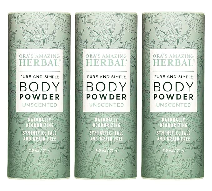 Ora's Amazing Herbal Fragrance Free Body Powder for Women and Men, Unscented Talc Free Talcum Powder, Cornstarch Free Dusting, After Waxing, Natural Sugaring, Foot Powder, Dry Shampoo