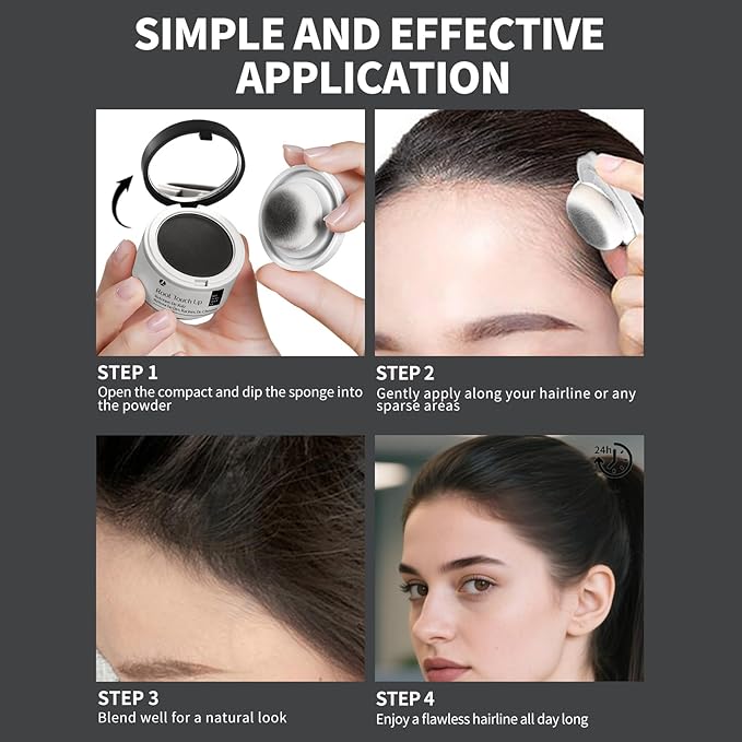 Hairline Powder 24H Stain-Proof, Root Touch Up Hair Color for Gray Coverage,Bald Spot Concealing Hair Shadow Powder for Women & Men,Natural-Looking (Blonde)