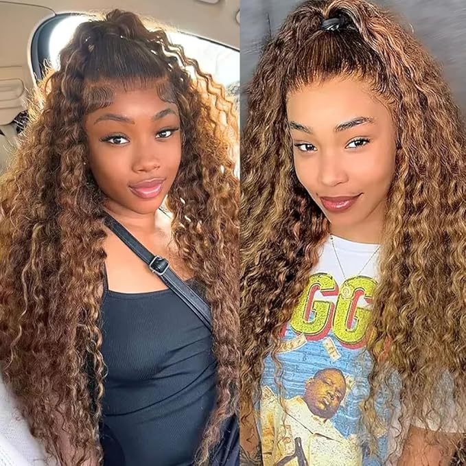 26 26 26 inch Blonde Bundle P427 Human Hair Bundles Highlight Deep Wave Bundles 2 Tone Blonde and Brown Color 300g