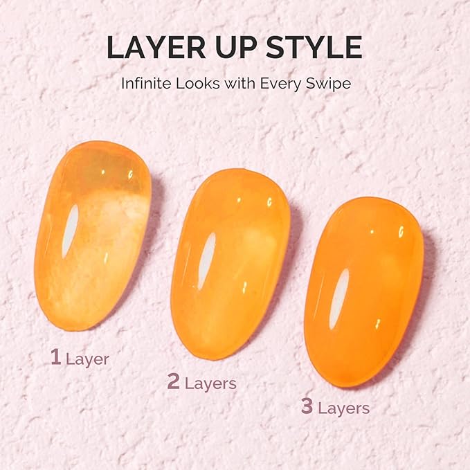MelodySusie Yellow Gel Nail Polish, 0.5Fl.oz Jeweliver Jelly Gel Polish Translucent Neon Yellow Orange Color Soak Off UV LED Gel Polish Nail Art Design Manicure Salon DIY At Home JG24