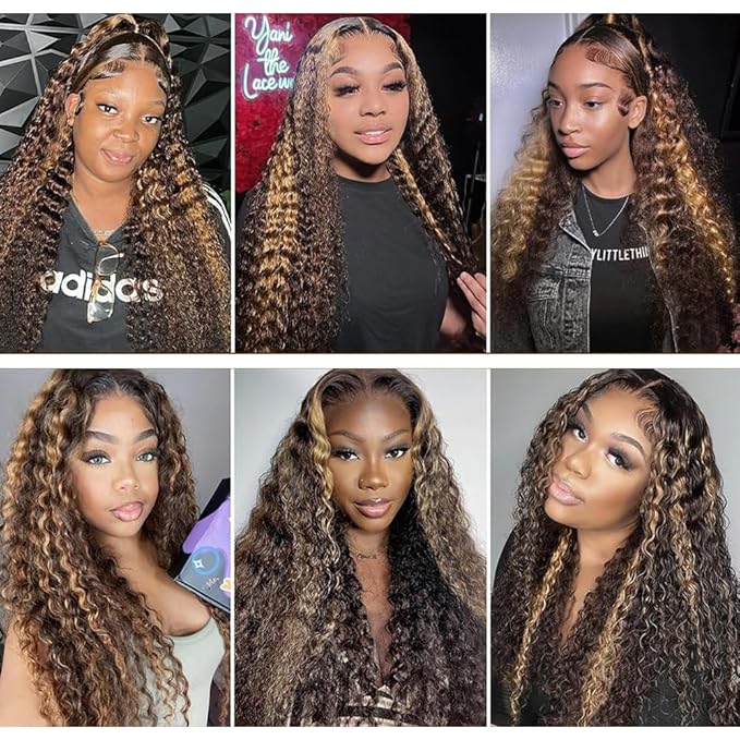Brown Human Hair Bundles Highlight Water Wave Bundles 26 28 30 Inch Color 30 Human Hair Bundle Unprocessed Virgin Hair 3 Bundles