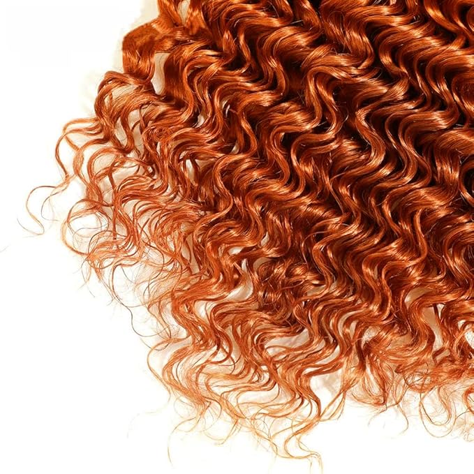 26 28 30 inch WuvuSnm 350 Human Hair Bundles Ginger Deep Wave Bundles Orange Deep Wave Bundle 150g
