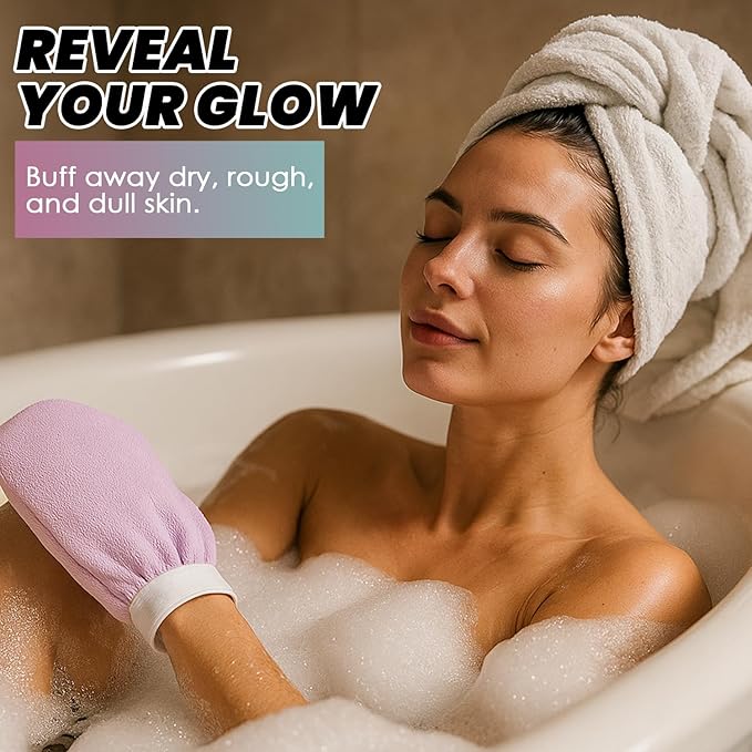 Exfoliating Glove Pack of 2 – Deep Cleaning Exfoliating Body Scrubber- Exfoliating Gloves for Shower for Smooth Radiant Skin – Dead Skin Remover & Body Scrub Mitt for Skin Cell Renewal