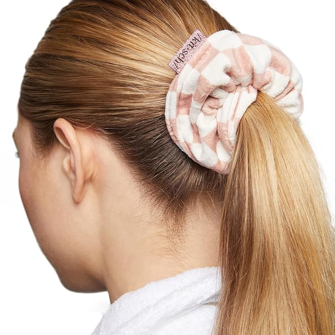 Kitsch Microfiber Hair Towel Scrunchie - Soft Large Scrunchies for Women - Scrunchies for Thick Hair - Highly Absorbent Towels | Ideal Gifts for Women - 2 pcs (Terracotta, Checkered)