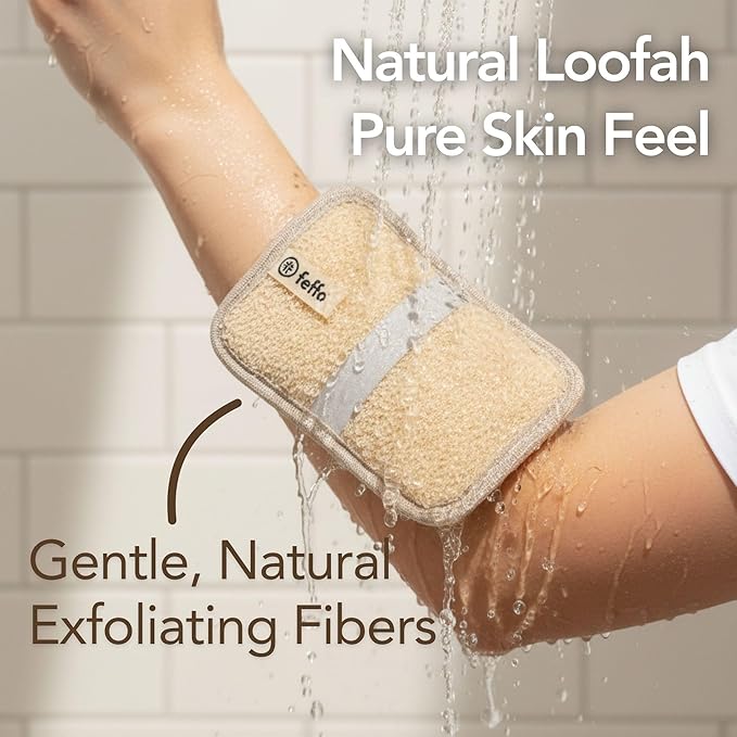 Loofah Sponge for Body Scrub, Exfoliating Body Scrubber & Shower Sponge Shower Scrubber, Loofah for Women and Men, Exfoliating Washcloth Alternative (2 Count, 1 Pack, Rectangular)