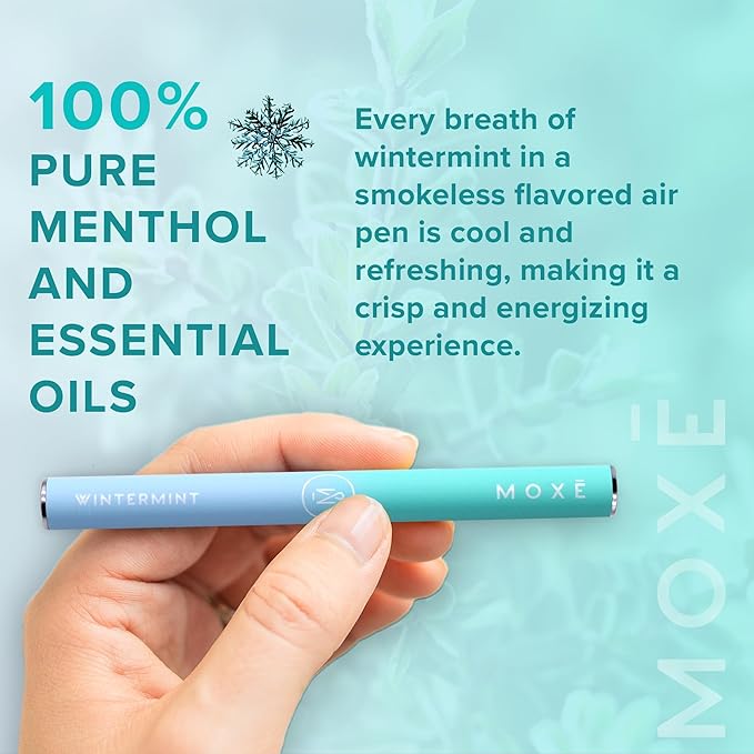 MOXE Natural Wintermint Air Inhaler | Non Electric Long-Lasting Flavored Air Refreshing Support | Oral Fixation Wintergreen & Menthol Essential Oils, Craving Relief - 3 Pack