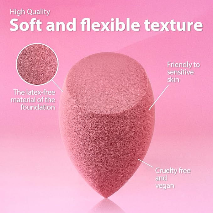 Makeup Sponge Set Foonbe Blender Sponges 7 Pcs for Liquid, Cream, and Powder, Latex Free, Multi colored Beauty Sponges with 1 Mini Sponge, Vegan & Cruelty-Free, Stocking Stuffers for Women