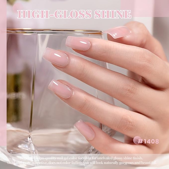 RARJSM Nude Beige Pink Gel Nail Polish Neutral Skin Tone Sheer Jelly Warm Pink Gelpolish 1PC 15ml Single Bottle Creamy Transparent Natural Nudegel Polish Soak off Cured for Home Salon French Manicure