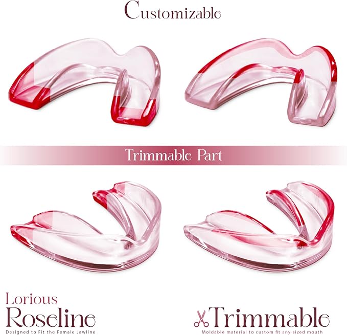 Moldable Mouth Guards for Teeth Grinding and Clenching – 6-Pack Pink Night Guards for Women with 4 Regular and 2 Small Sizes – Comfortable, Custom-Fit Mouthpieces for Day or Night Wear