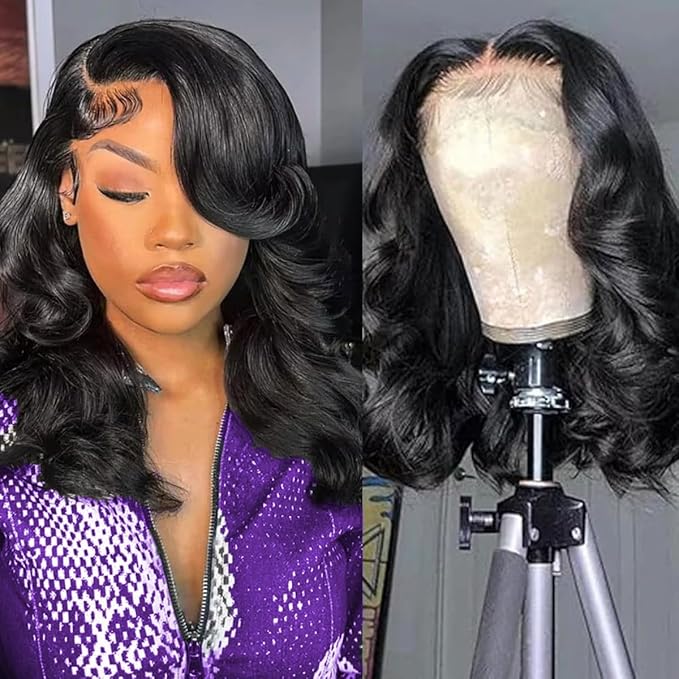 13x4 Lace Front Wigs Human Hair Pre Plucked Real Virgin Human Hair Wig Invisilbe Hairline 200 Density Body Wave HD Lace Frontal Wigs 3X Longer Lifespan 16 Inch