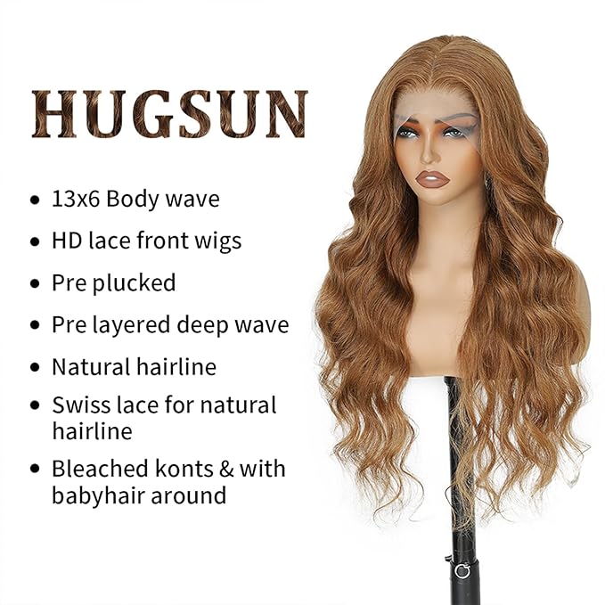 Chocolate Brown Lace Front Wig Human Hair 12A 250% Density HD Glueless Colored Brown 13X6 Body Wave Lace Front Wigs Human Hair 22 Inch
