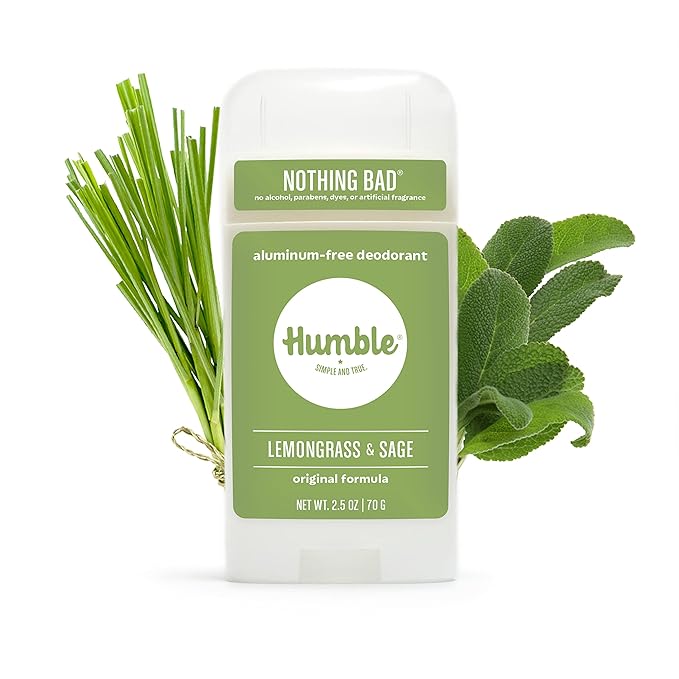 HUMBLE BRANDS Original Formula Aluminum-free Deodorant. Long Lasting Odor Control with Baking Soda and Essential Oils, Lemongrass & Sage, Pack of 1