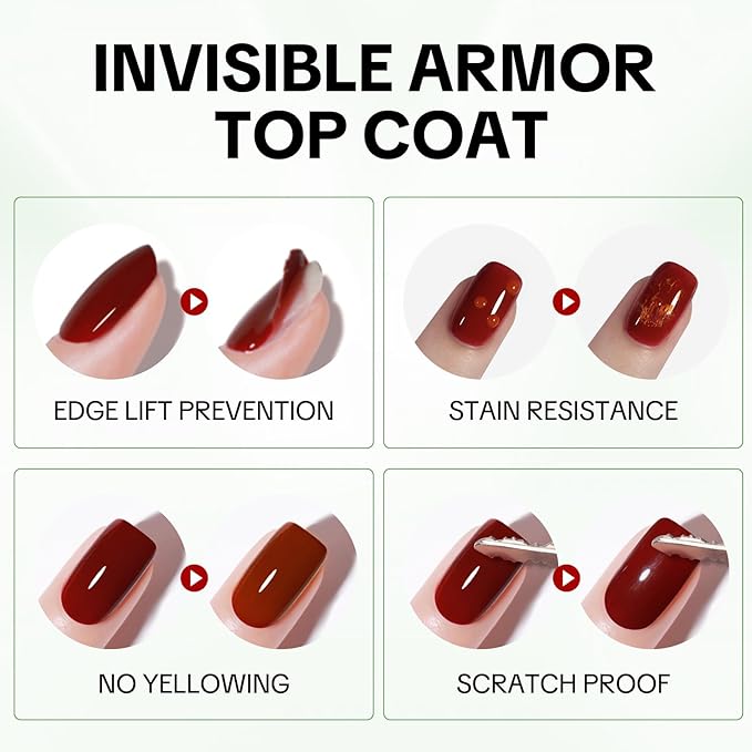 Top Coat Set for Nails, Crystal Clear Glossy with Chip & Scratch Resistance, Long Lasting 28+ Days, Brush on Beginner Friendly for Home DIY Salon Manicure(U V Lamp Needed)
