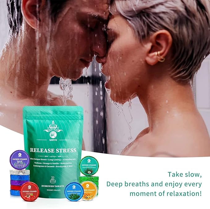 Shower Steamers Aromatherapy, 20-Pack Shower Bombs with Natural Essential Oils – Stress Relief Self Care, Birthday Gifts for Women & Men, Christmas Stocking Stuffers & White Elephant Gifts