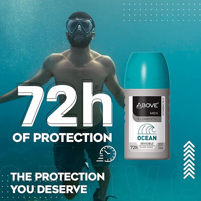 ABOVE Roll-On Elements Set, Ocean, 4 Pcs - Ball Deodorant for Men - 72-Hour Protection - Sensual Fragrance - Dry Touch - No Stains - Antiperspirant