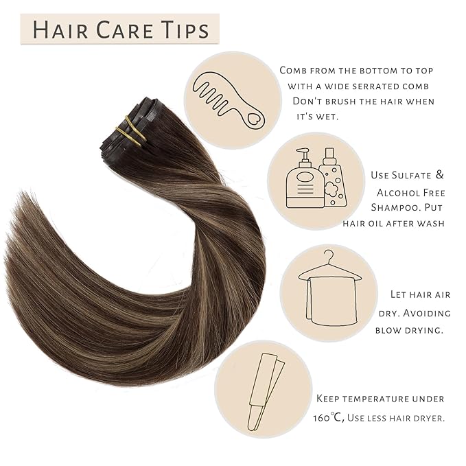 Caliee Seamless Clip in Hair Extensions Remy Human Hair 7 Pcs Ultra Thin PU Skin Weft Balayage Hair Extensions Clip ins R2-2-6 Chestnut Brown Mixed Dark Brown 14 Inch 110G