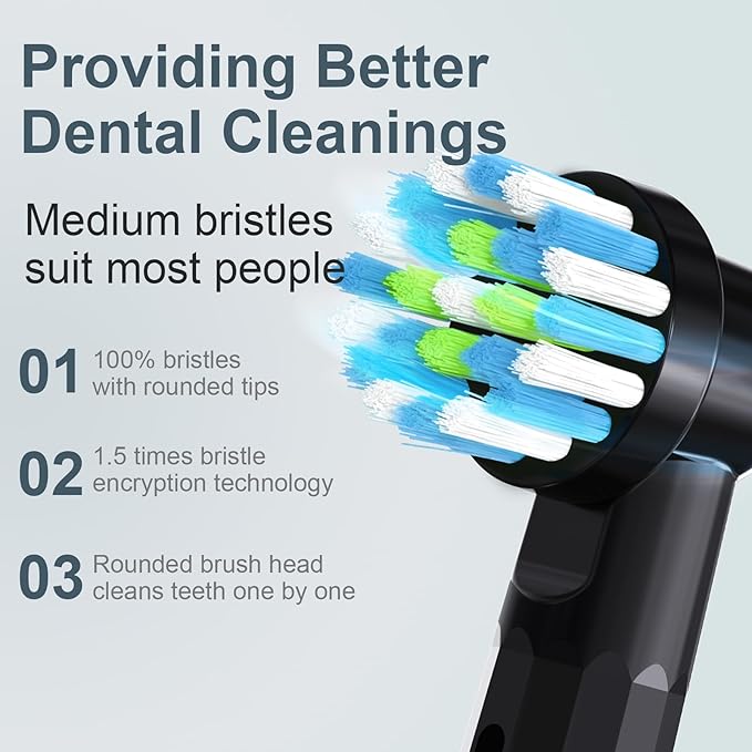 Replacement Toothbrush Heads Compatible with Oral B Braun Pro 1000/Genius X/Smart 1500, Brush Heads Refill Compatible with Oral B for Teeth and Gums Care (12 Black)