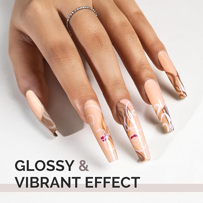 MelodySusie Nude Gel Nail Polish,0.5fl oz Soak Off UV LED Orange Nude Glitter Gel Polish Gift for Women Nail Art Manicure Salon DIY Nail Design Decoration at Home-1755
