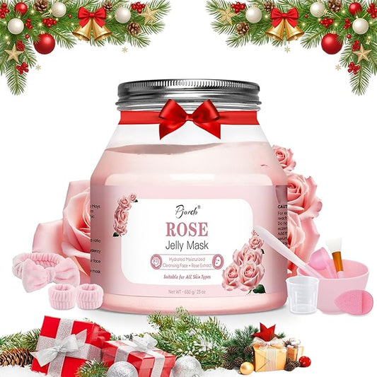 Jelly Masks for Facials Professional, Bulgarian Rose Hydrating & Moisturizing Jelly Mask Powder with Mixing Bowl Set, Peel-Off Hydrojelly Face Mask Skincare, Christmas Spa Gifts for Women