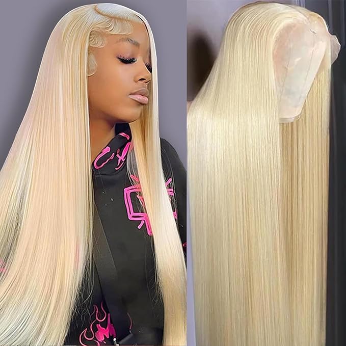 30 inch 613 Lace Front Wig Human Hair 200 Density 13x6 Blonde Wig Human Hair 613 Straight HD Lace Front Wigs Pre Plucked Blonde Human Hair Wig for Women