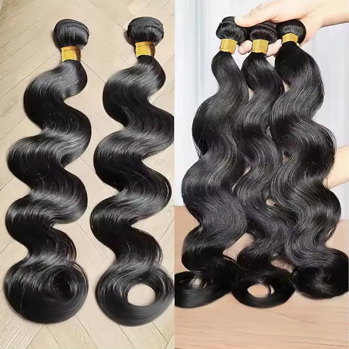 Human Hair Bundles 22 22 22 Inch Body Wave Bundles Human Hair 100% Unprocessed Brazilian Virgin Body Wave Human Hair Extensions Real Human Hair Double Weft Extension for Women Natural Black