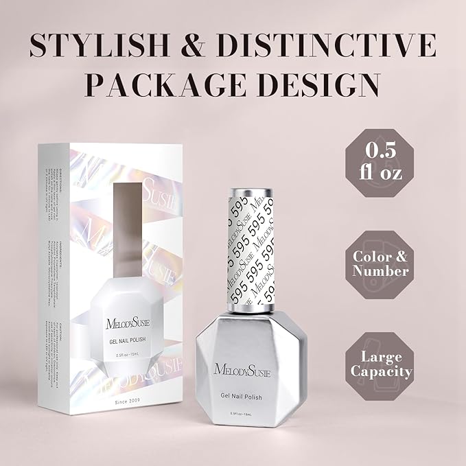 MelodySusie White Gel Nail Polish,0.5fl oz Nails Soak Off UV LED Milky White Gel Polish Christmas Gift for Women Nail Art Manicure Salon DIY Nail Design Decoration at Home-595-A2202