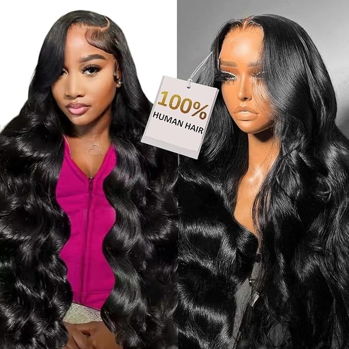 6x4 Wear and Go Wig 210% Density, 100% Human Hair, [2-year life] Body Wave Glueless Closure Wigs Human Hair Pre Plucked Pre Cut Middle Part, 28 Inch