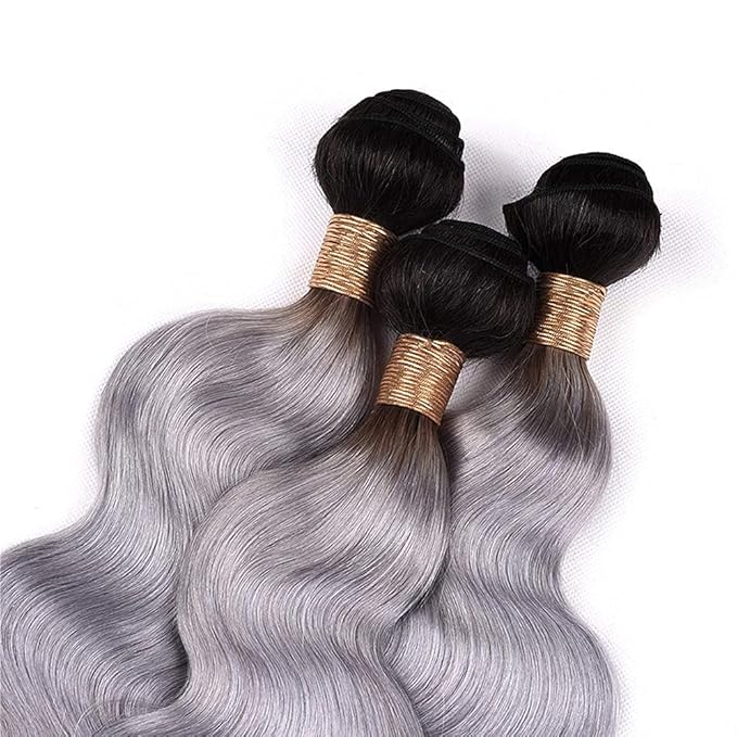 1B/Grey Human Hair Bundles Light Grey Body Wave Bundle Grey Bundle Human Hair Unprocessed Virgin Hair 3 Bundles 20 22 24 Inch