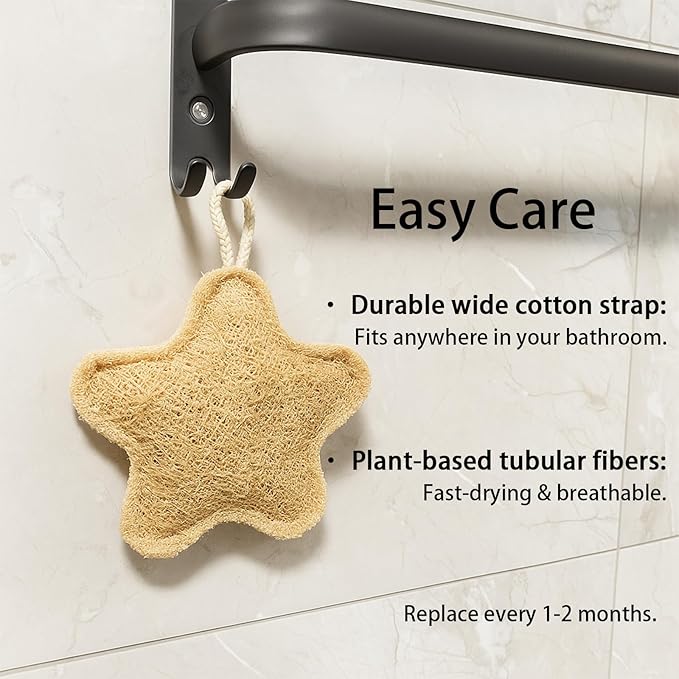 Natural Loofah Body Scrubber, Plant-Based Exfoliator for Men Women & Kids, Gentle Skin Cleansing Sponge (LF_2BB)