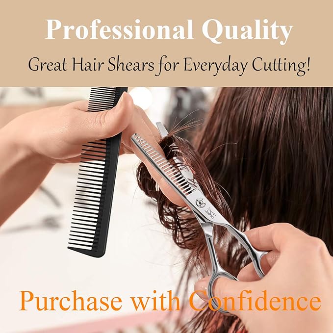 JASON 6" Texturizing Hair Scissors, 23 Teeth Hair Texture Shears Professional Blending Hair Thinning Scissor for Barber, Hairdresser, Stylist, Women and Men, Japanese 440C Stainless Steel Gift
