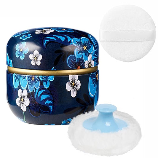 Powder Puff and Powder Container for Body Dusting Powder Case with Puff for Baby and Women,Loose Powder Containers with Puff for Travel (Blooming season1.0)