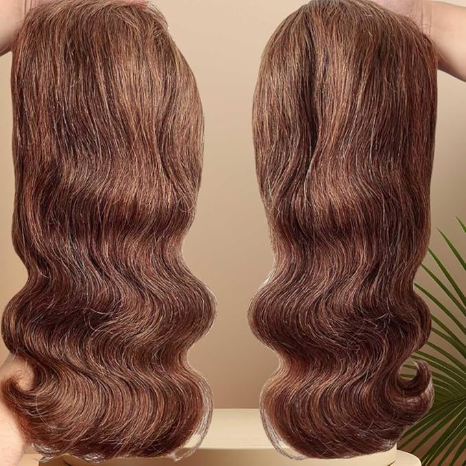 Chocolate Brown Lace Front Wig 200 Density 13x6 HD Body Wave Lace Front Wigs Human Hair Pre Plucked Colored Frontal Glueless Brown Human Hair Wig for Women 12Inch