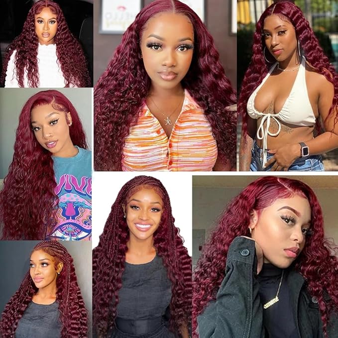 Burgundy Human Hair Bundles 99J Water Wave Bundle 24 26 28 inch Freiuoke 8A Brazilian Unprocessed Hair 3 Bundles Red Bundle 150g