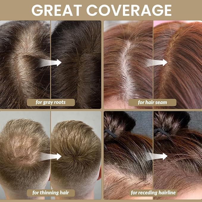 VOLLUCK Root Touch up Powder, Instant Hairline Powder for Thinning Areas and Gray Hair Coverage, Natural and Non-greasy Root Cover up for Women and Men (Hazel Brown, 0.14 Ounce)