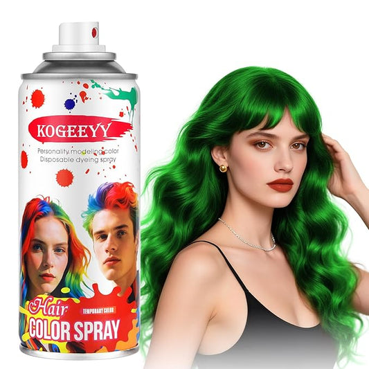 Christmas Temporary Hair Color Spray for Kids Women,One-Time Use Green Hair Spray, Washable Temporary Hair Dye, Natural Hair Color Wax, Non-sticky Hair Spray for Cosplay,Party,Halloween (Green,4.06Oz)
