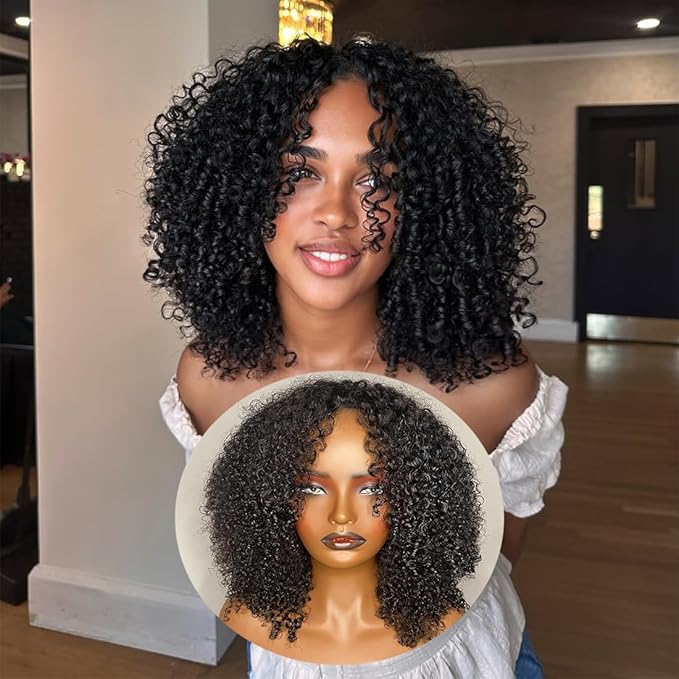 18 Inch Kinky Curly Half Wig Human Hair Glueless Wear And Go 200 Density Upgrade 3 In 1 Seamless Flip Over Half Wigs Drawstring Curly Half Wigs For Women Headband Wig Beginner Friendly No Glue No Lace
